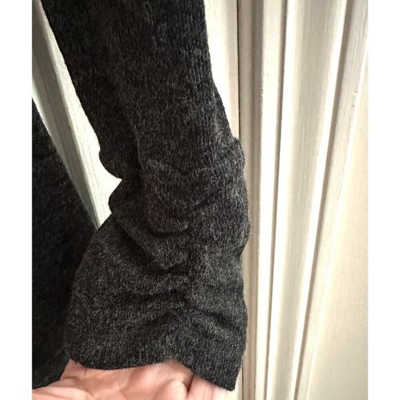 PATRIZIA LUCA Milano Gray Zipper-Detail Tunic Sweater Top Ruched Sleeve - Sz M - Picture 4 of 5